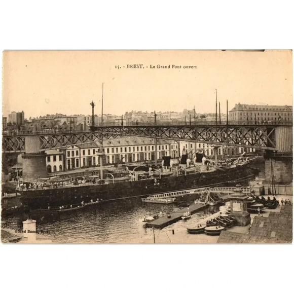 15. Brest Le Grand Pont Ouvert France Postcard - Picture 1 of 2